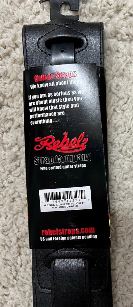 Rebel Strap Co. ROCK IT Adjustable 2.5" Duralon Guitar Strap w/ Working Lighter!