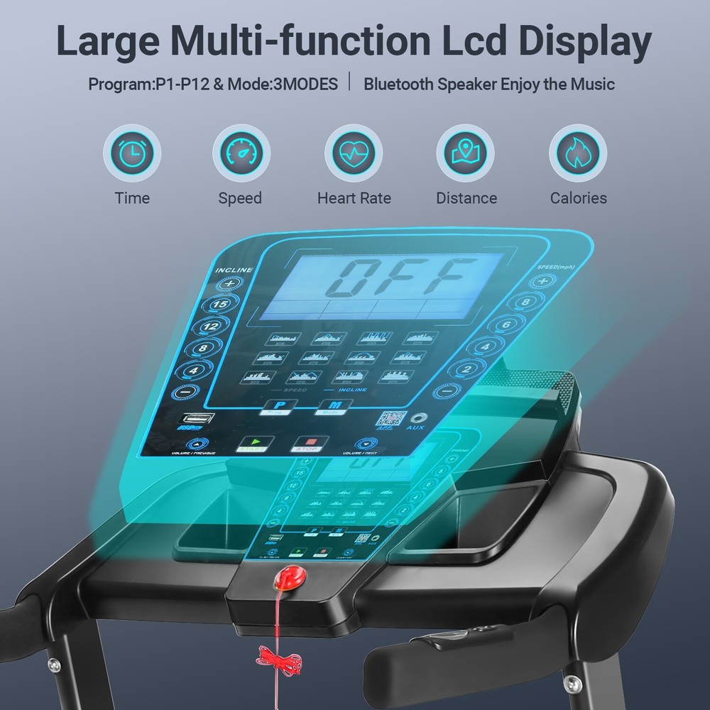 3.25HP Folding Treadmill Electric Treadmill Running Motorized Exercise Machine
