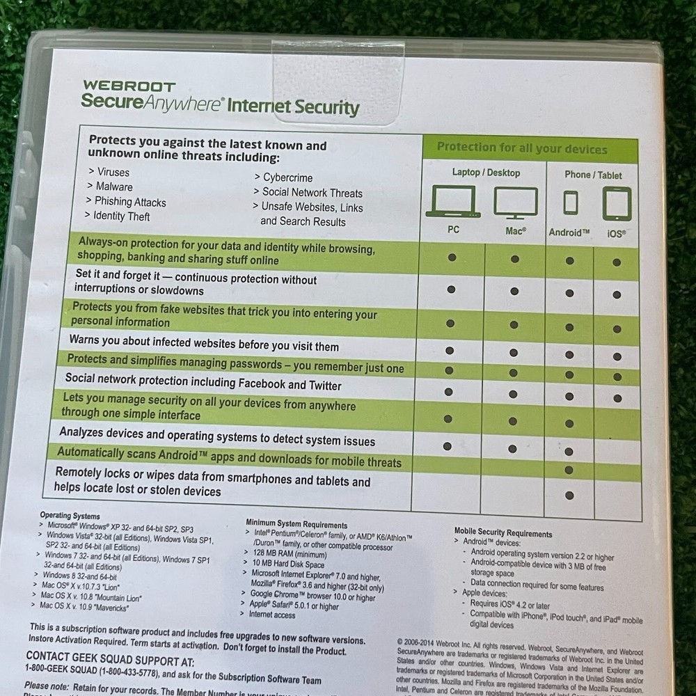 Webroot Secure Anywhere Advanced Security for PC, Mac and Mobile Devices CD NEW