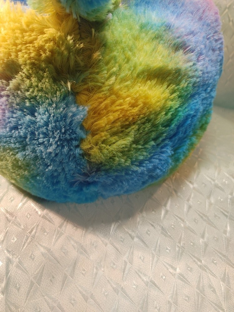 Plush Multicolored Rainbow Bunny Easter Basket With Handle ADORABLE!