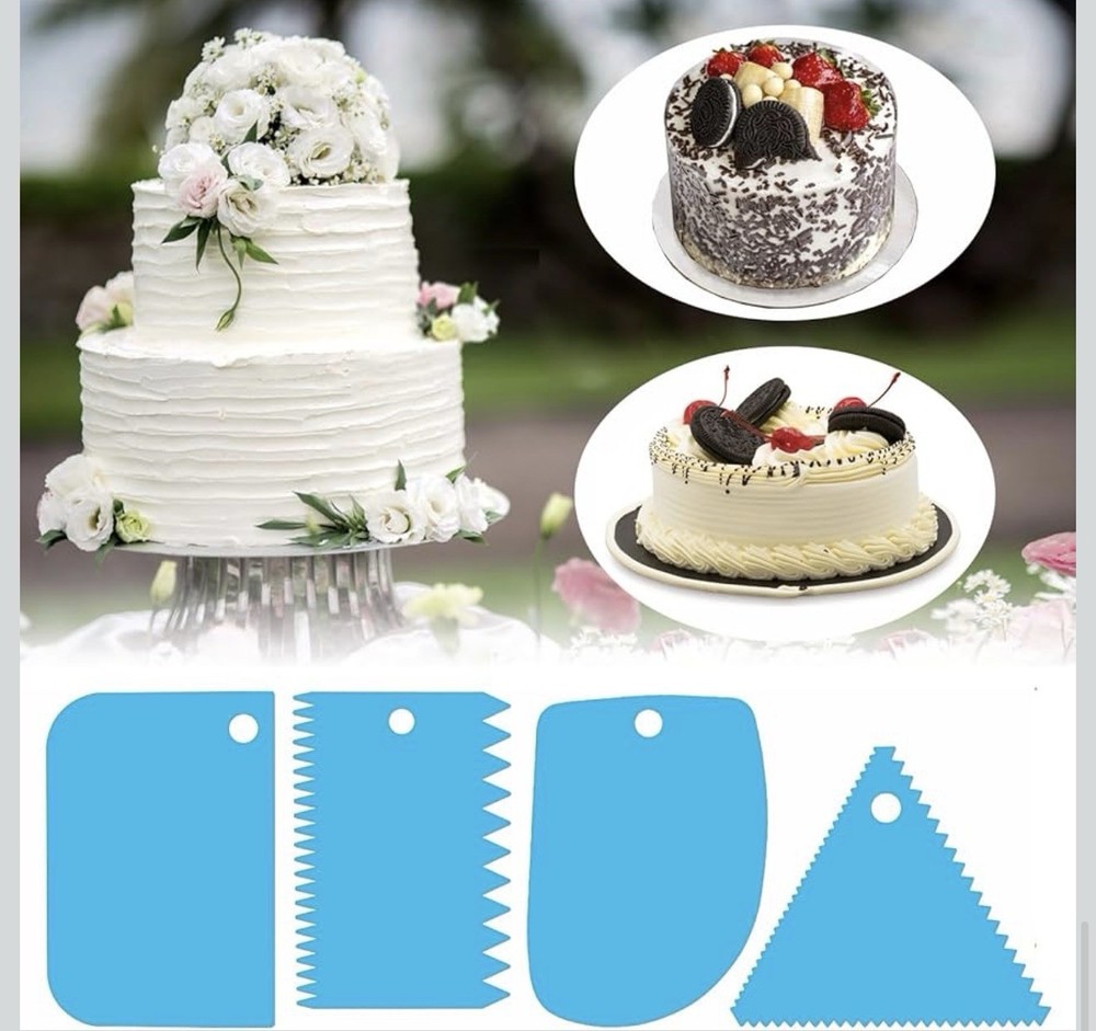 Cake Scraper Set, Cake Decorating Combs Blue - A0266