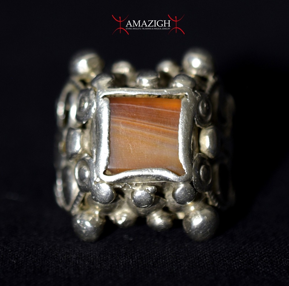 Antique Outstanding Silver-Agate Ring - India - Beautiful Item