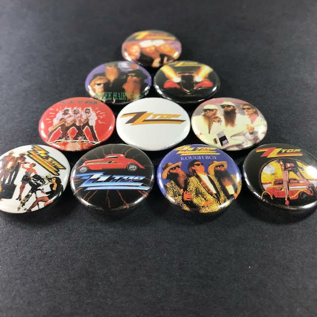 ZZ Top 1" Button Pin Set (10 Pieces) Texas Rock La Grange Sharp Dressed Guitar