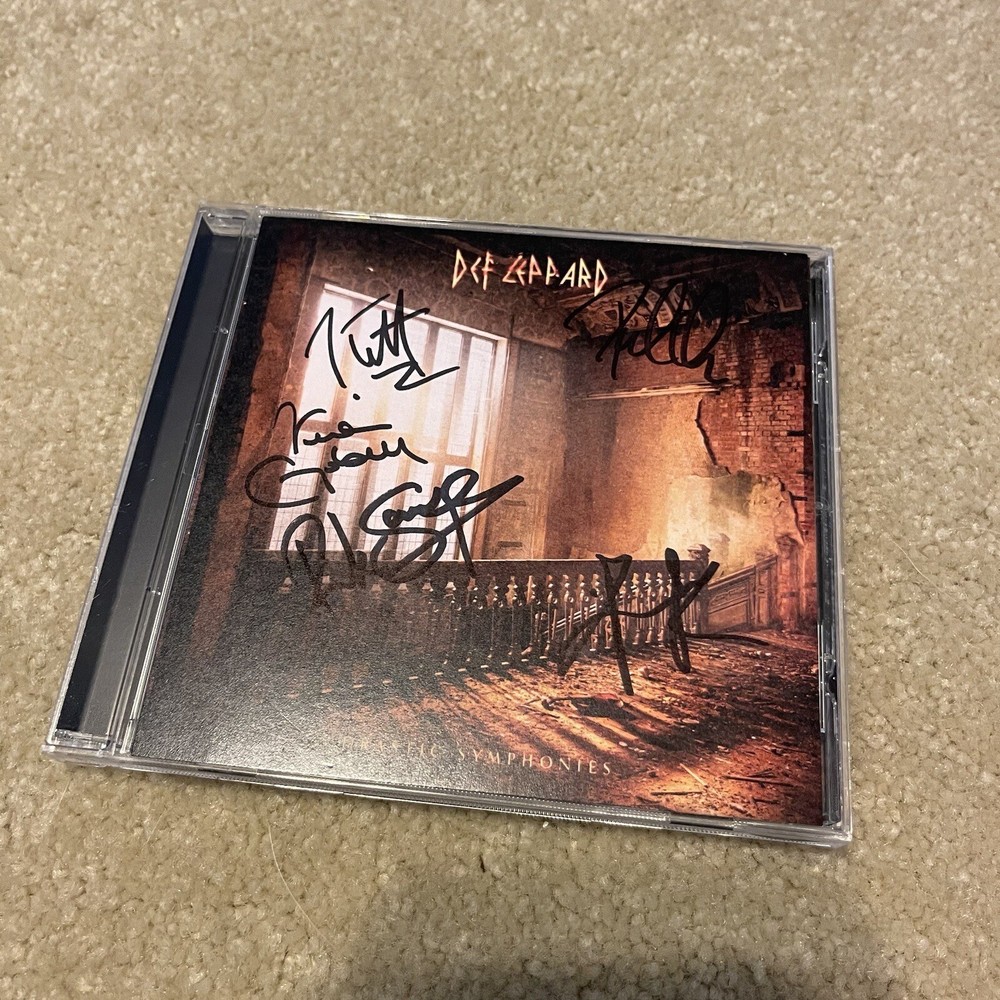 Def Leppard Autographed CD Drastic Symphonies Hand SIGNED Litho Card