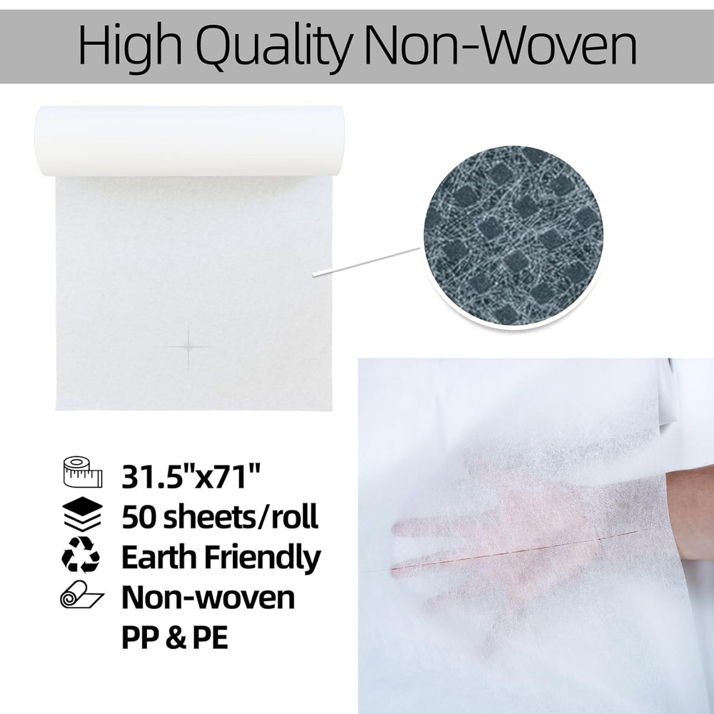 Disposable Massage Table Sheets -71" X 31.5" X 50 Sheets/Roll, 30 G/㎡-2 Roll Non