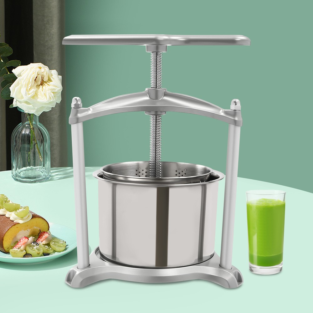 6L Capacity Stainless Steel Fruit Wine Press Juice Extractor With Filter Bag NEW