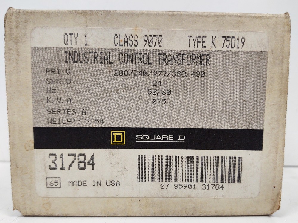 Square D 9070K75D19 Industrial Control Transformer