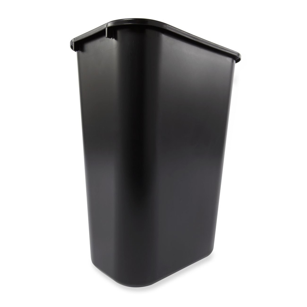 Commercial Wastebasket Trash Container, 41QT/10.25 GAL, Plastic, Black, Stackabl