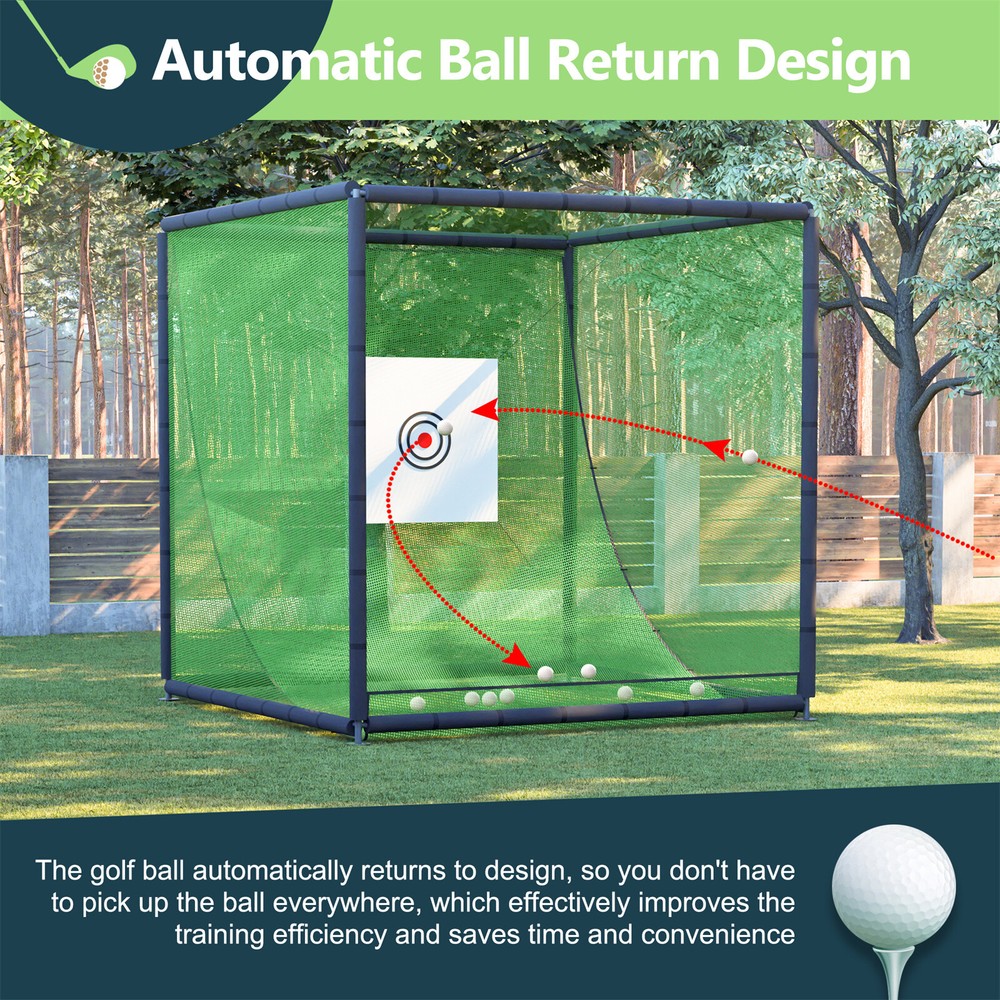 10FTX10FT Golf Training Simulators Kit Golf Practice Net Cage Metal Frame