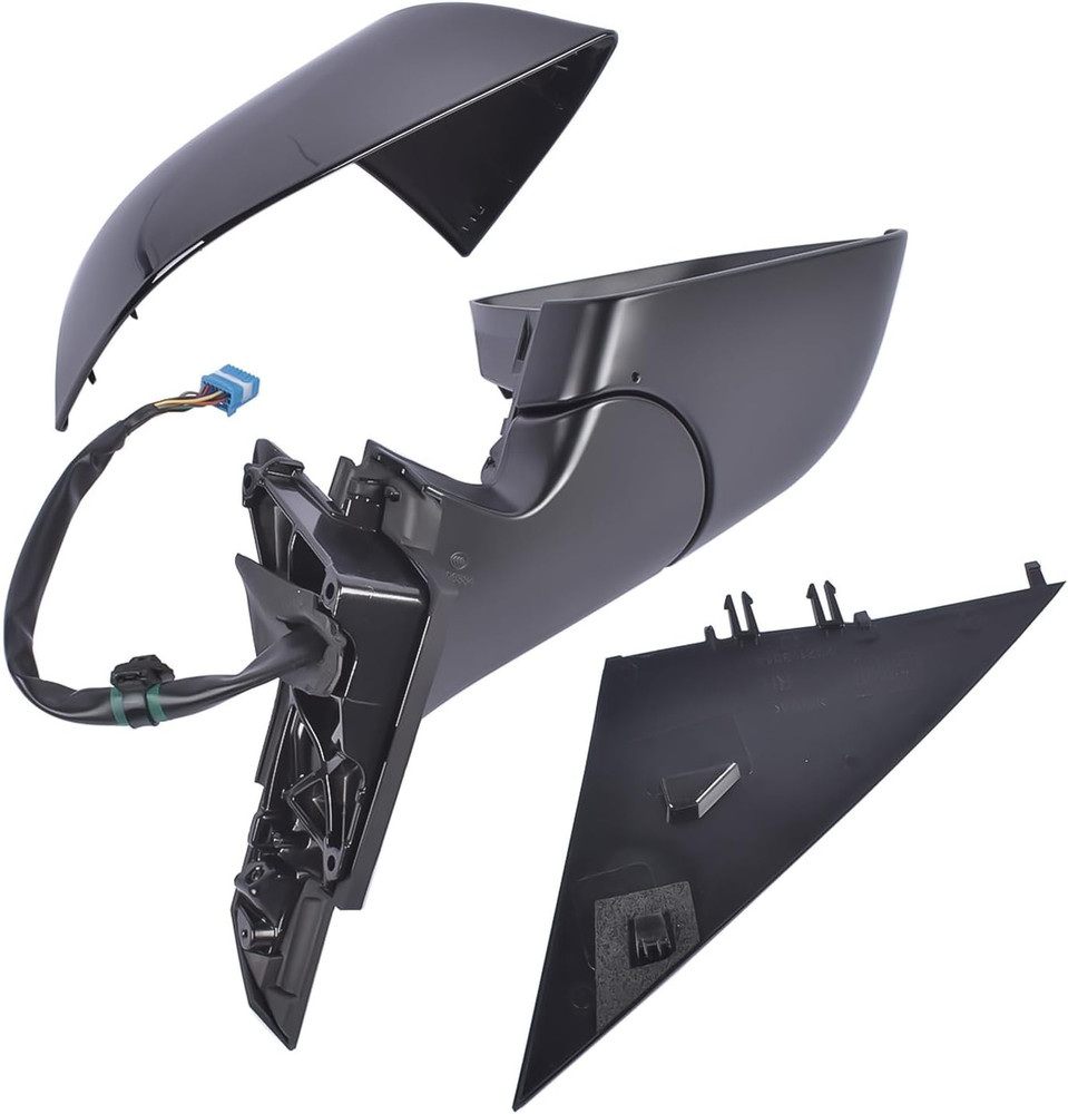 Right Passenger Side Mirror Heated Power Fold Black Plastic Replacement for Tesl