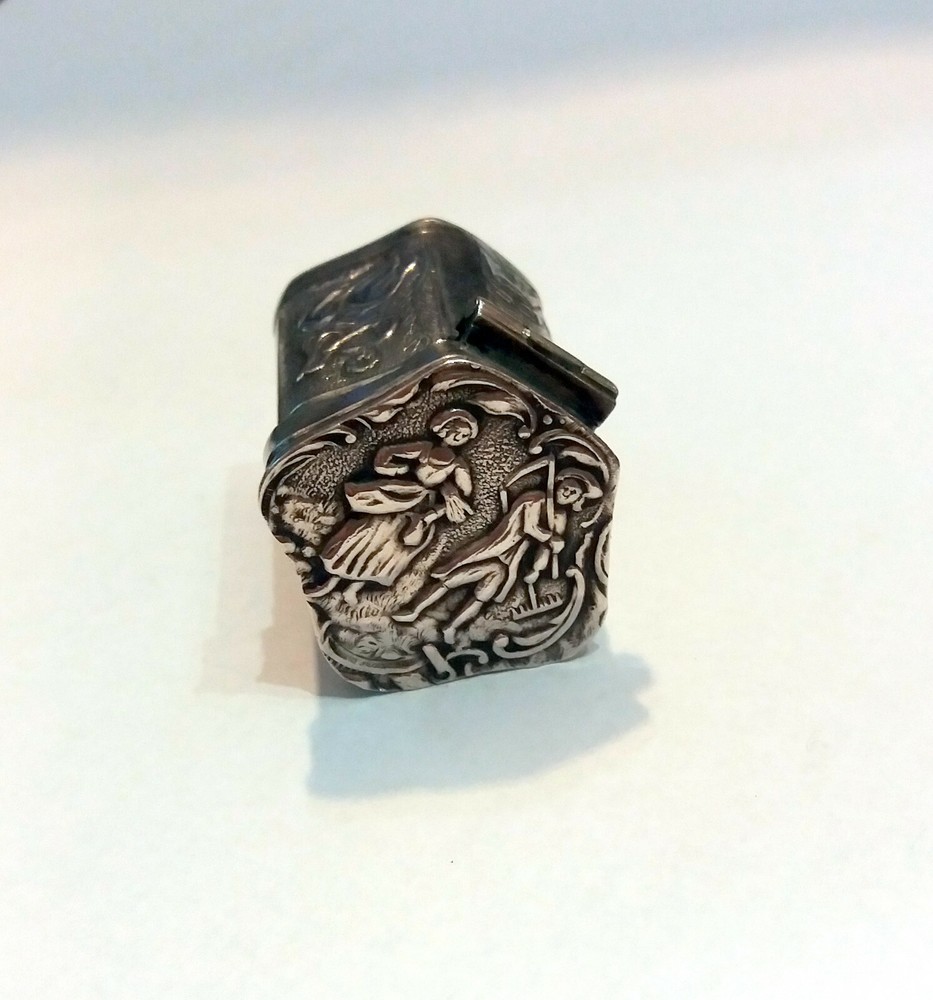 Antique Dutch Silver Box with a Cuboid Shape.