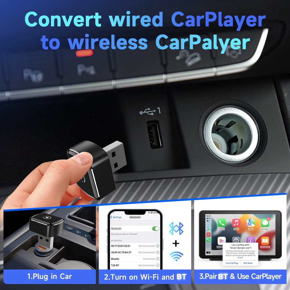 USB Auto Wireless CarPlay Adapter For Apple Android Wireless Dongle Plug ＆ Play