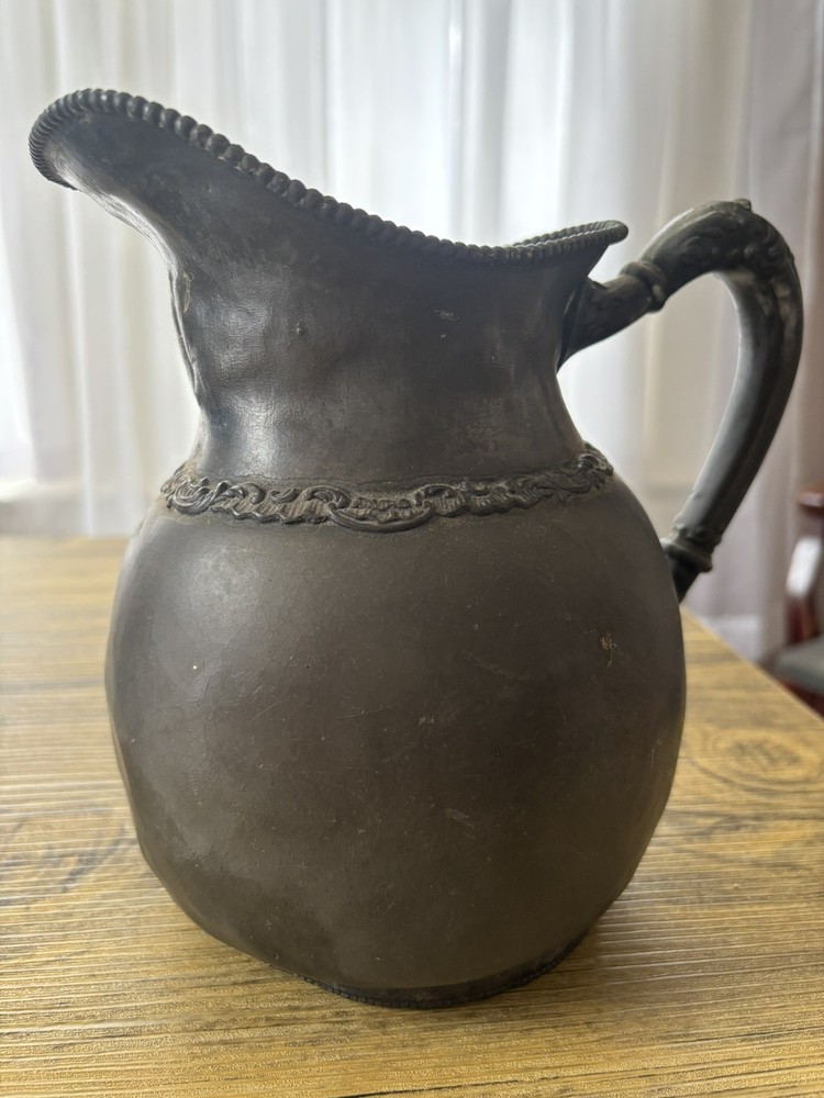 Medieval Silver-plated pitcher with beaded rim detail