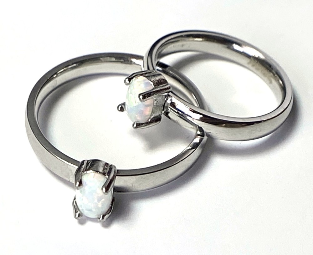 Oval Opal Prong Set Stainless Steel Ring (FL121)