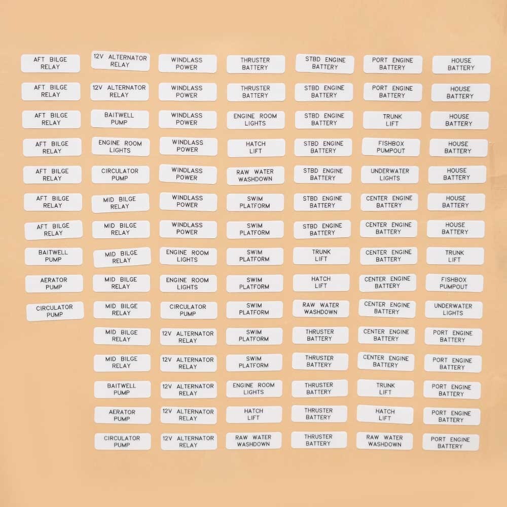 Tiara Boat Switch Panel Labels 3299870 | Vinyl White (100 PC)