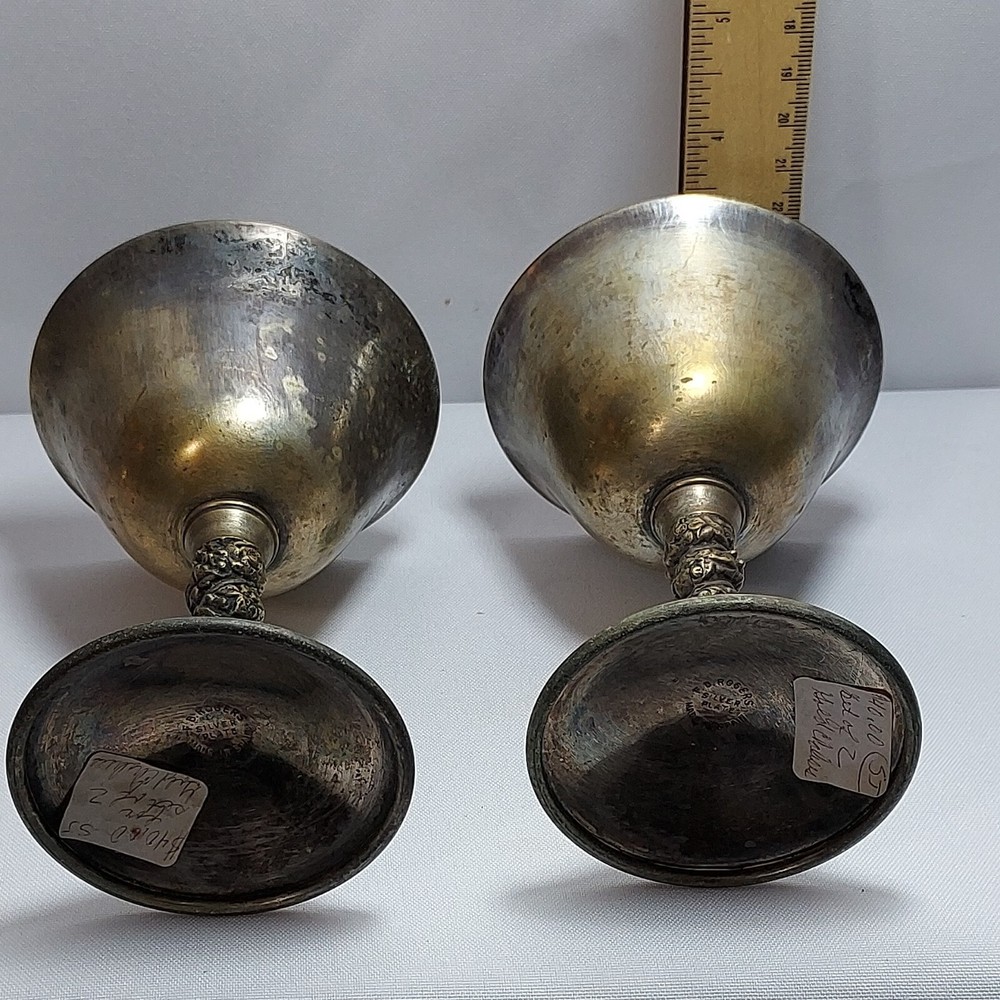 2 Silver Plate Twisted Stem Goblets FB Rogers Made in Spain