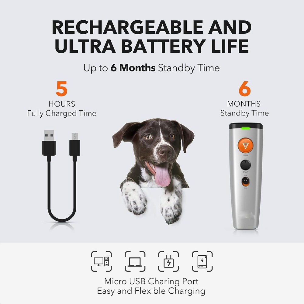 Ultrasonic Dog Repeller Anti Bark Device Stop Barking Humane Pet Training Tool