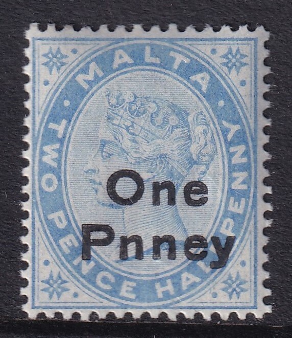 Malta SG36b One Penny 2½d Dull Blue PNNEY error - MNH