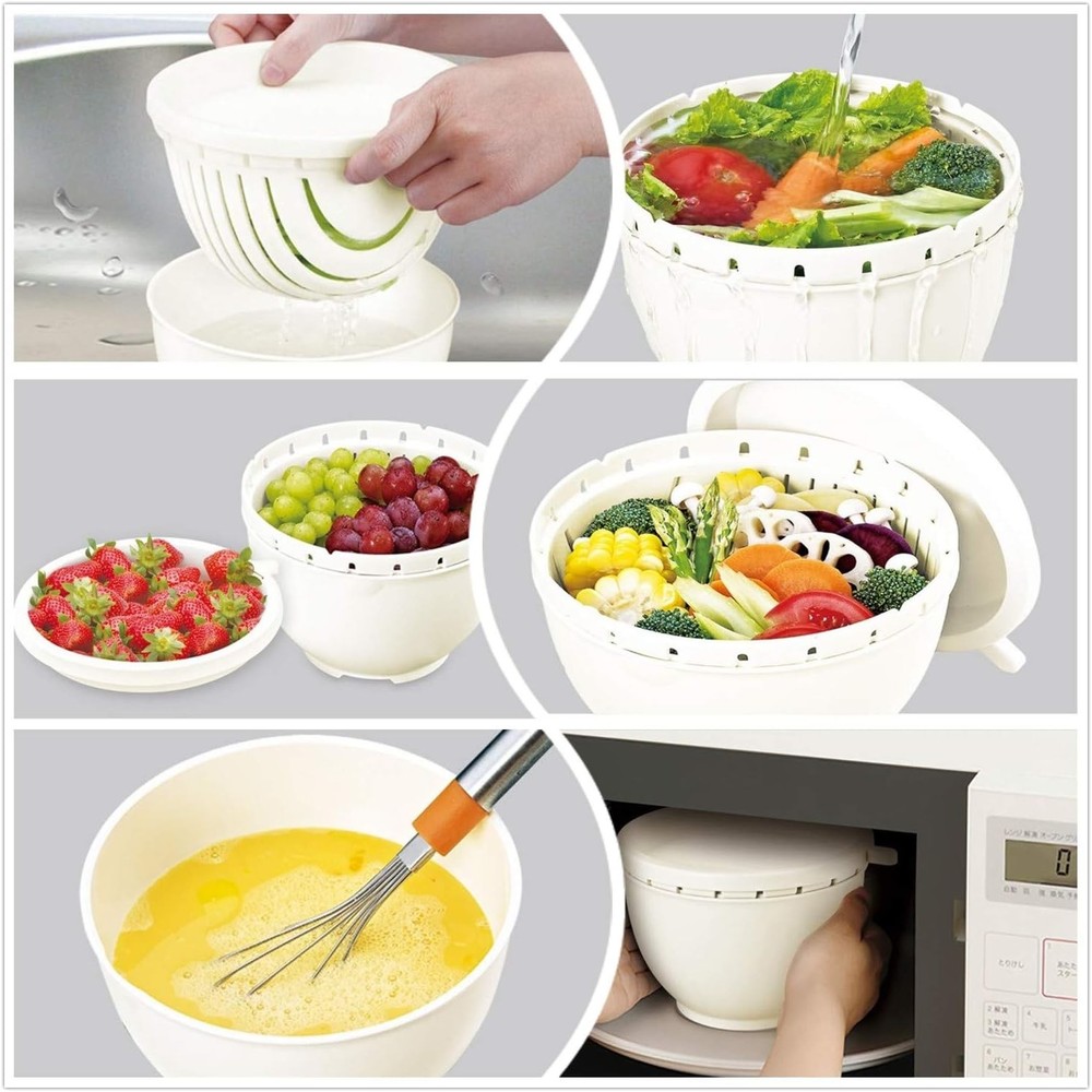 Easy Fruit Vegetable Salad Cutter Bowl,Multi-Function Kitchen Colander Strainer