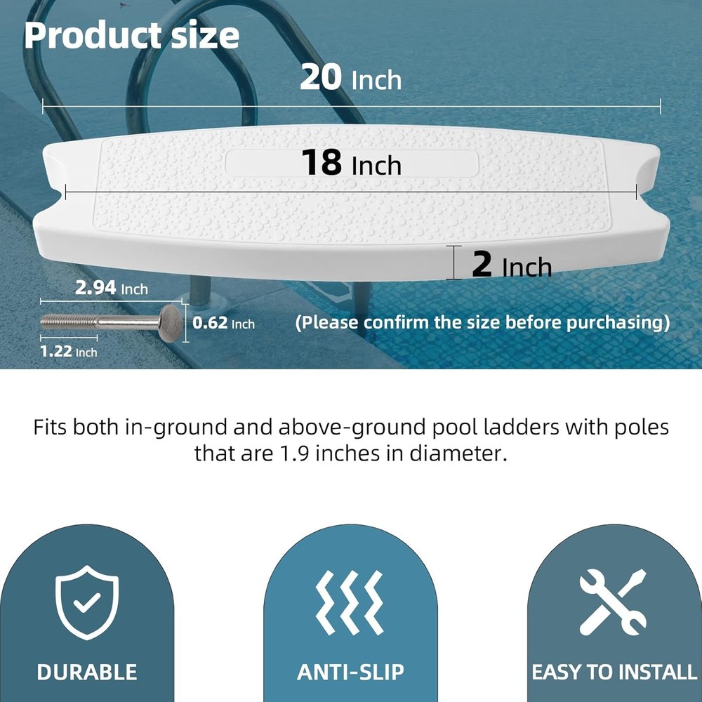 3-Pack White 18 Universal Pool Ladder Steps Replacement Heavy-Duty Molded Pl