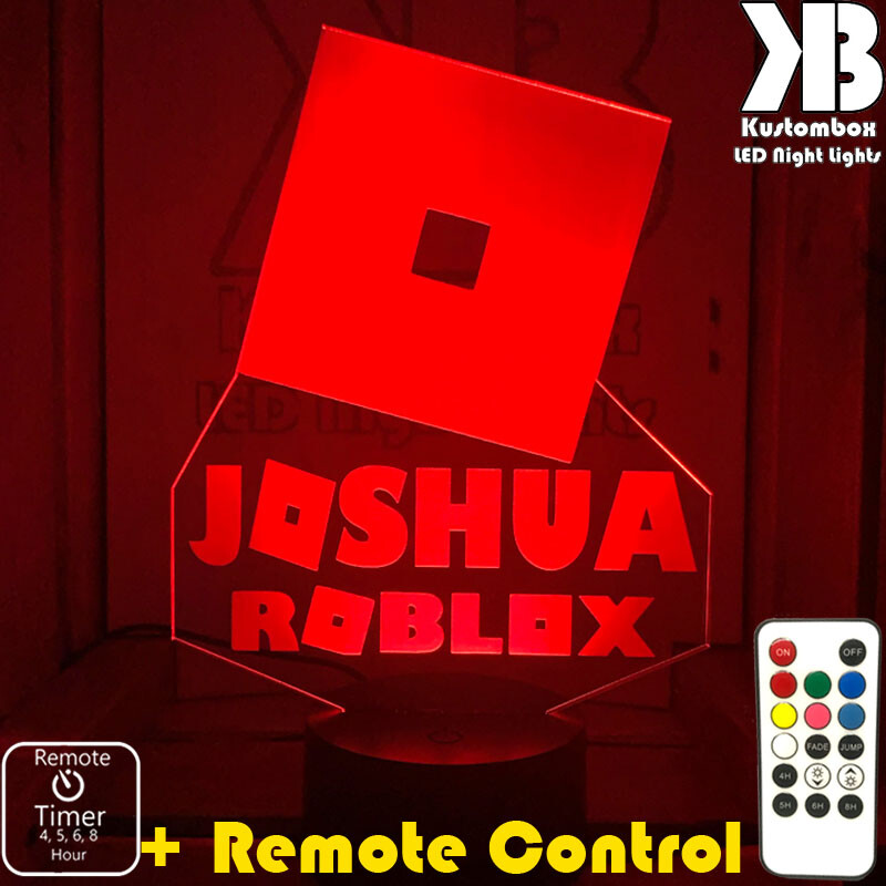 ROBLOX LOGO 3D PERSONALISED NAME LED NIGHT LIGHT 7 COLOURS + REMOTE CONTROL