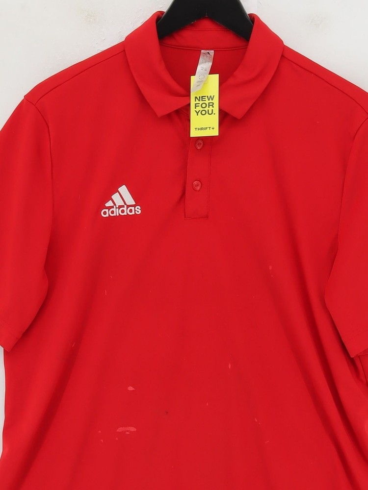 Adidas Men's Polo L Red 100% Polyester Collared Basic