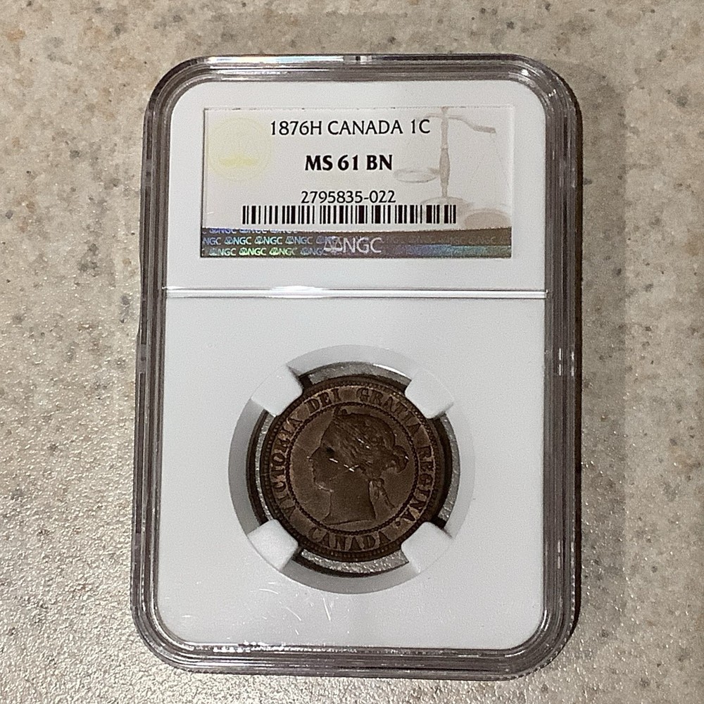 1876H Canada One Cent NGC MS61BN