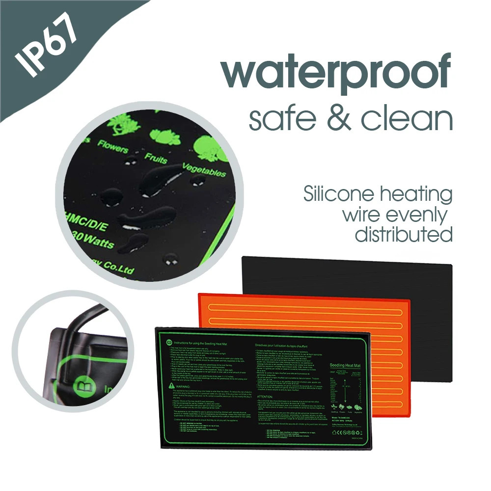 110V/220V Seedling Heating Mat with Temperature Controller Waterproof Nursery Wa