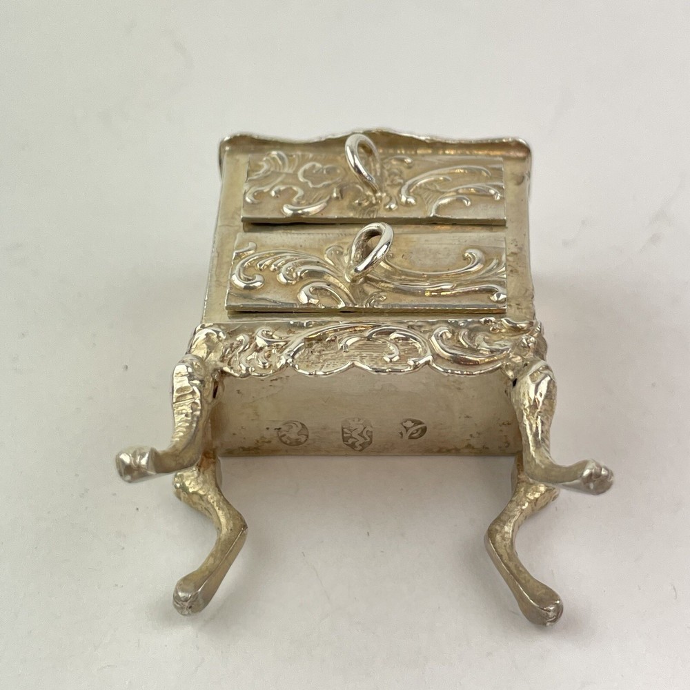 Antique Solid Silver Miniature Commode 4.2cm Karl Kurz C1900