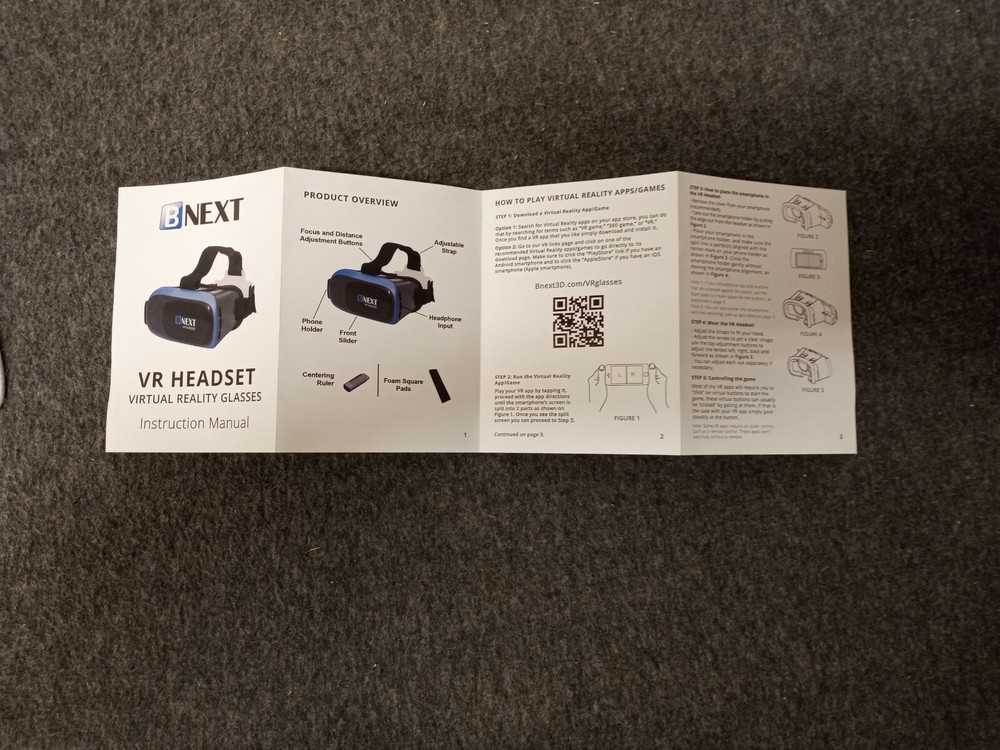 BNEXT VR Headset Compatible with iPhone & Android Phone (Blue)