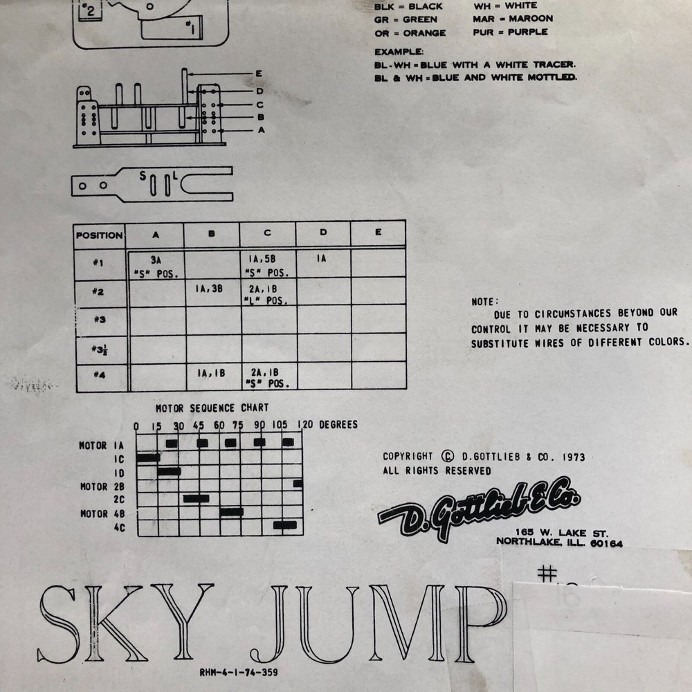 Gottlieb Sky Jump Pinball Machine Schematic