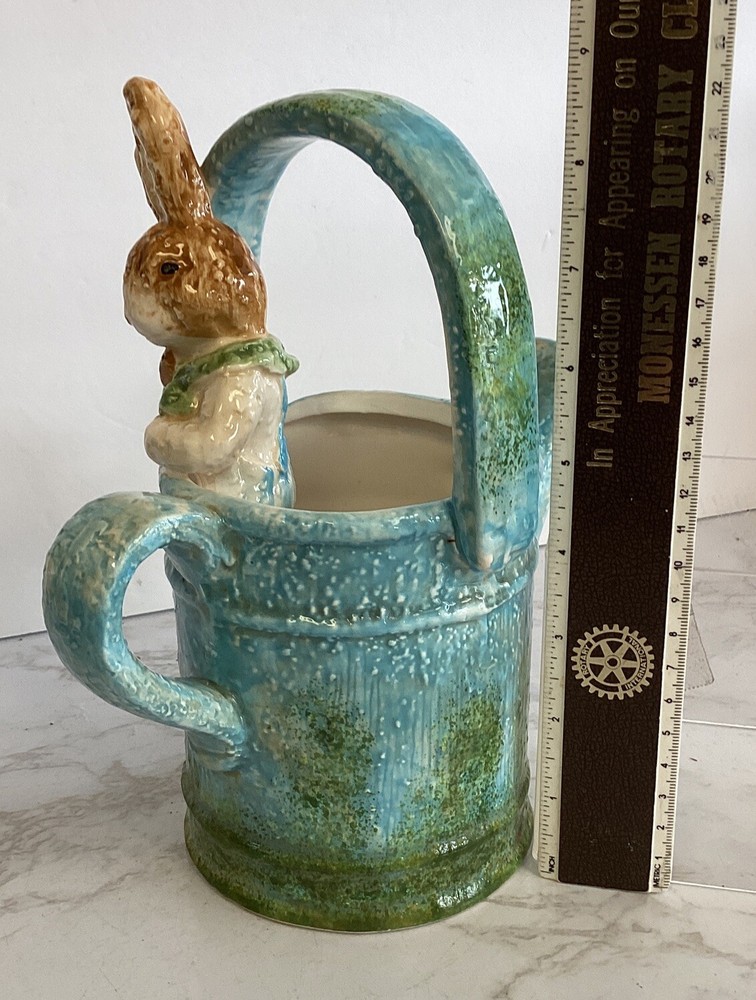 Ceramic Watering Can With Peeping Bunny In Excellent Condition.