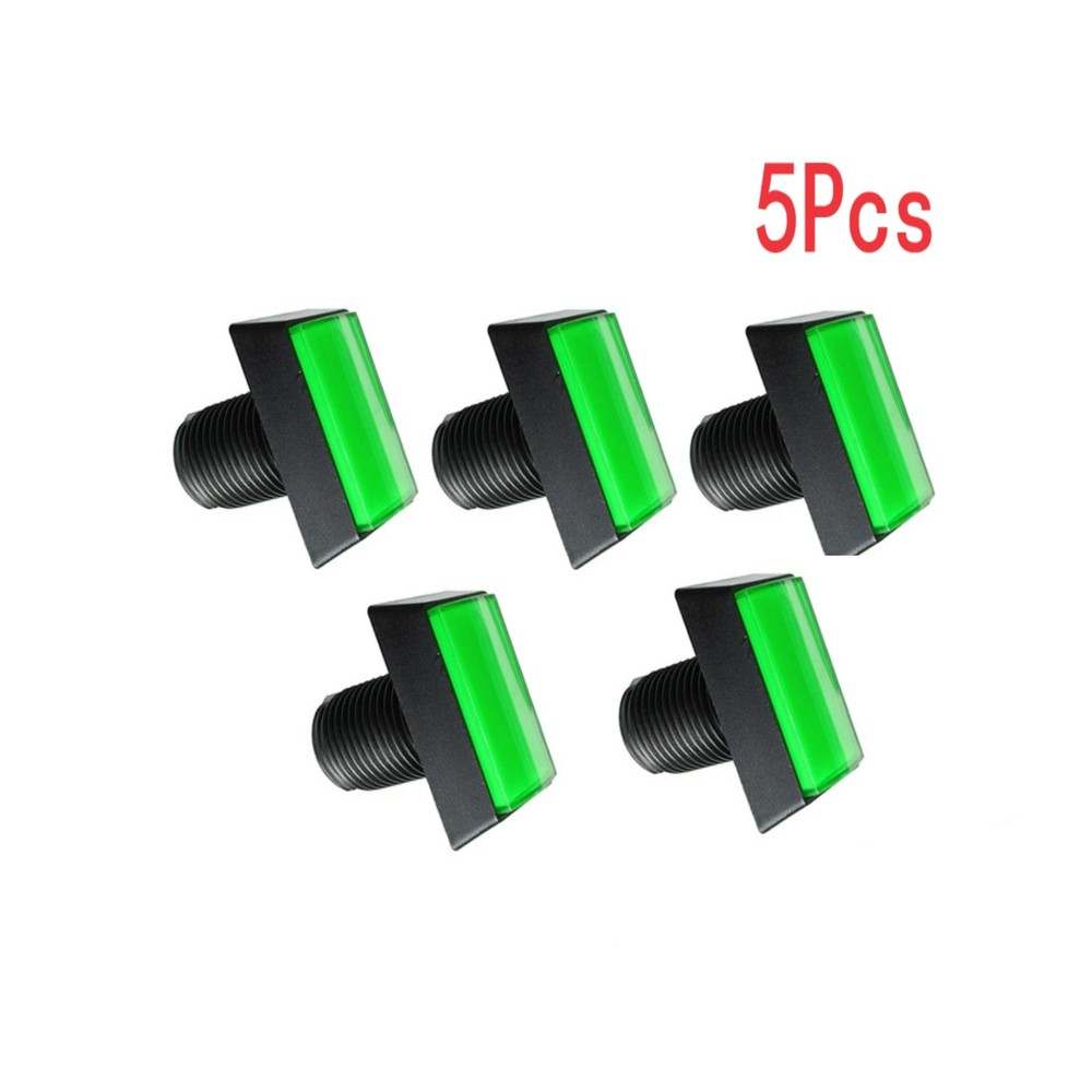 5Pcs Arcade Square Rectangle Push Buttons Illumilated LED With Microswitch aa