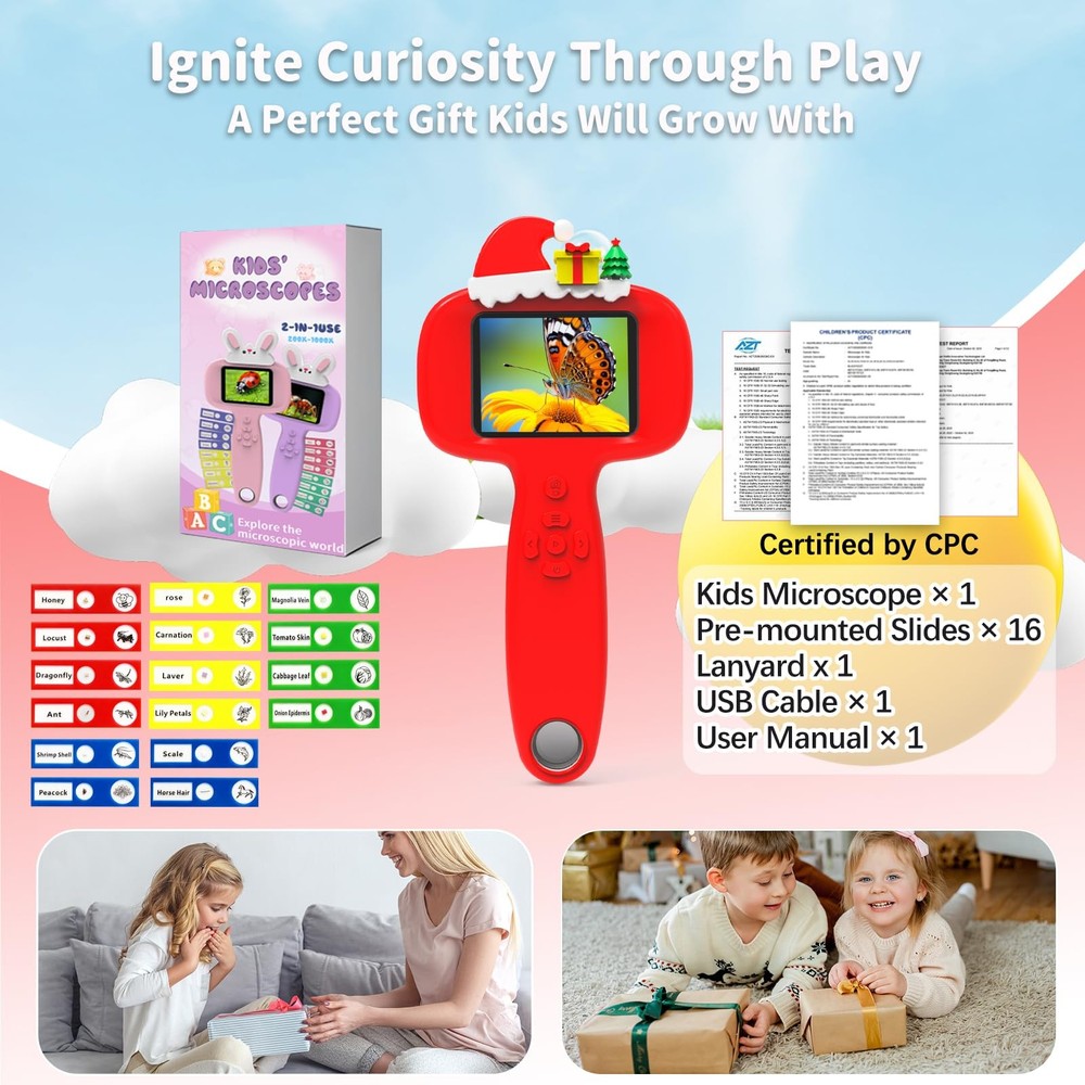 Microscope for Kids, 2.4" Handheld Digital Pocket - STEM Educational Tool