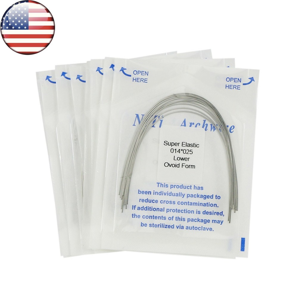 US 10Pack Dental Ortho Arch Wire Round/Rectangular Niti Elastic Ovoid Form
