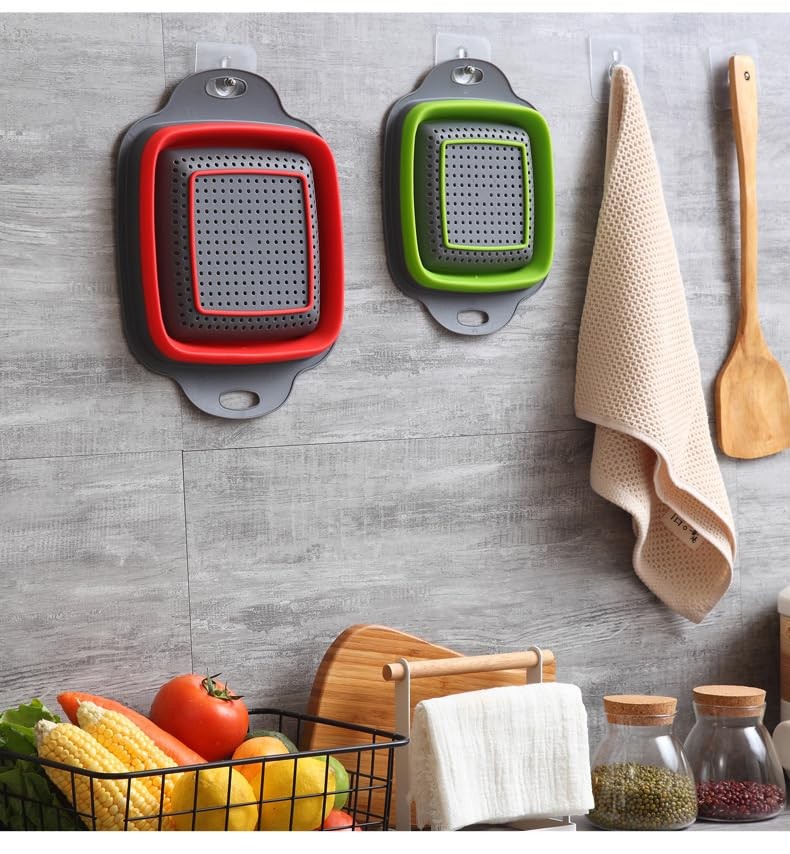 Pack of 2 Foldable Pasta Strainers, Foldable Kitchen Colander for Draining Fr...