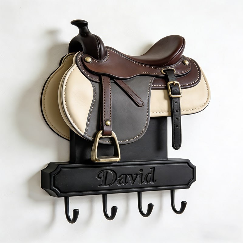 Personalized saddle themed wall hooks key holder