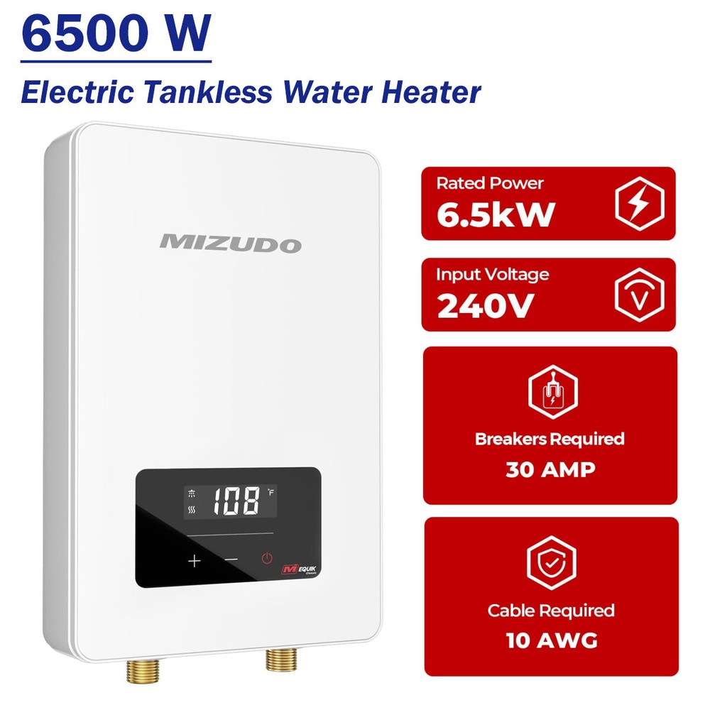MIZUDO 6500W Tankless Water Heater Electric 240V On Demand Hot Water Boiler