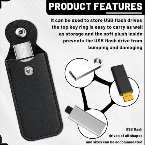 6 Pcs Flash Drive Holder, Leather Storage Case, Flash Drive Storage Case, Black