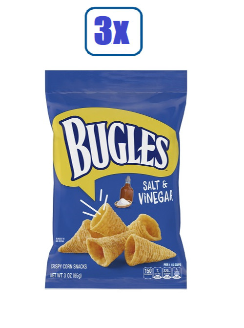 3x Bags Bugles Salt & Vinegar Bugles - 3oz Each