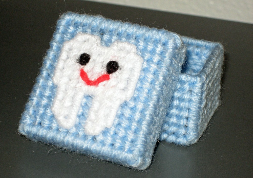 New Plastic Canvas Blue Tooth Fairy Box