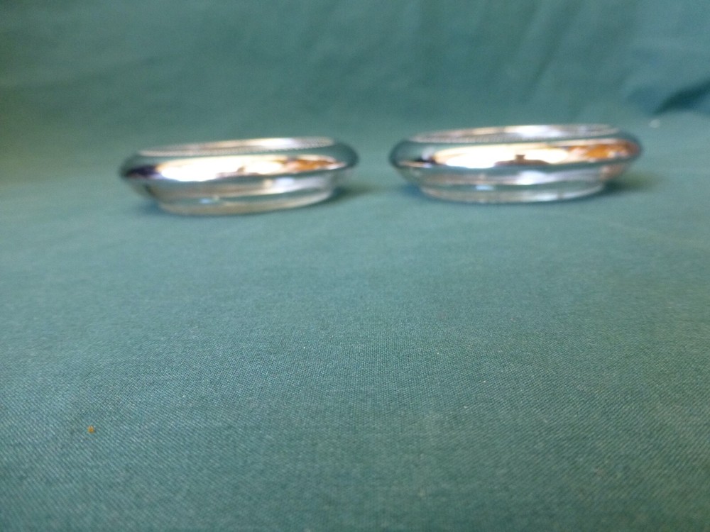 Two Unmarked Silver Plated ? and Glass Coasters