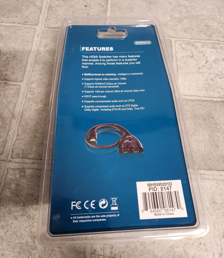 NEW Monoprice 2x1 Pigtail Hdmi Switch