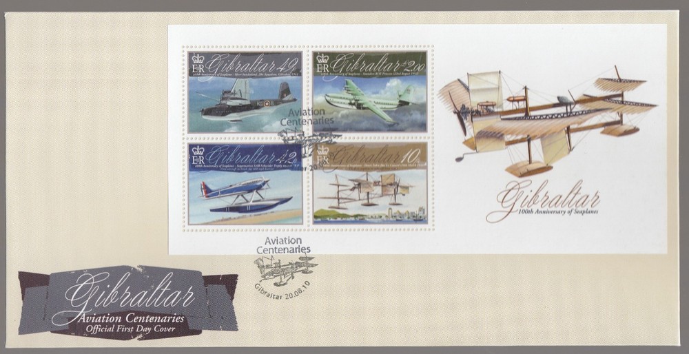 Gibraltar 2010 FDC MS Aviation Centenaries