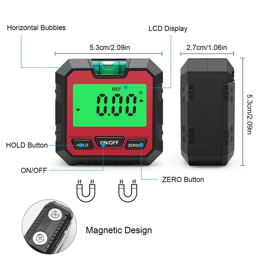 Magnetic Digital Protractor Tool – 360° Level Angle Finder LCD