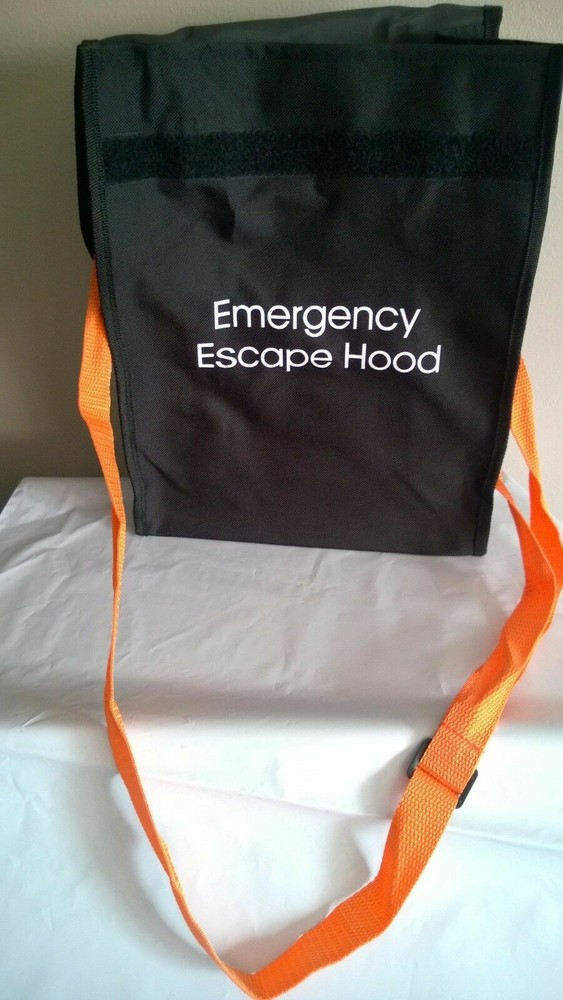 Emergency Escape Hood Bag EEH-500 Black & Orange With Clip fs