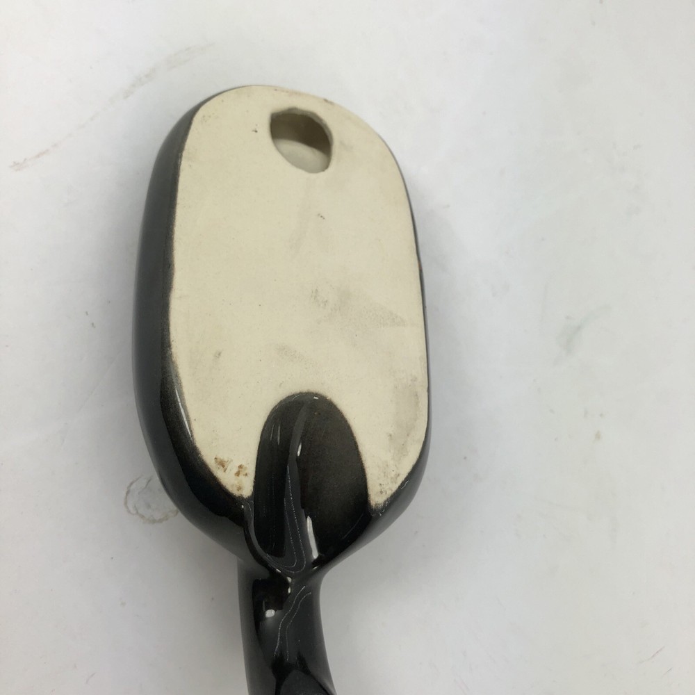 ASHTRAY Cigar/ With Handle Individual Black & White Ceramic 7” X 3” Unique