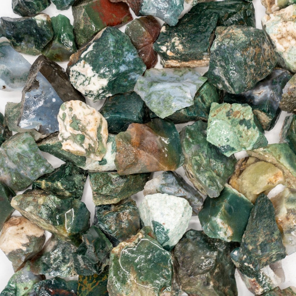 Moss Agate Tumbling Rough for Rock Tumbling 5LBs