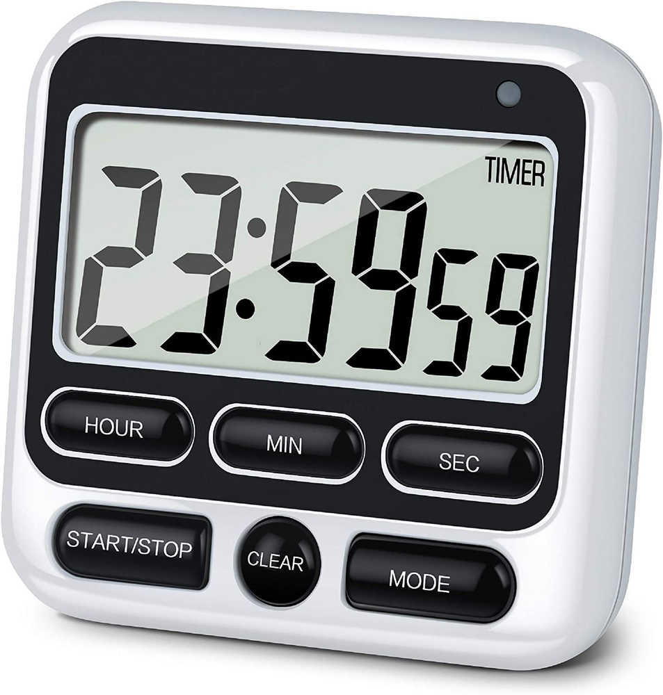 Digital Kitchen Timer with Mute/Loud Alarm Switch 12 Hour Clock Memory Function