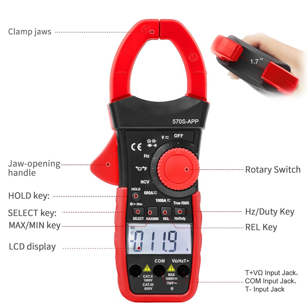 6000 Counts Digital Clamp Meter Multimeter True RMS AC DC Current Volt Amp Meter